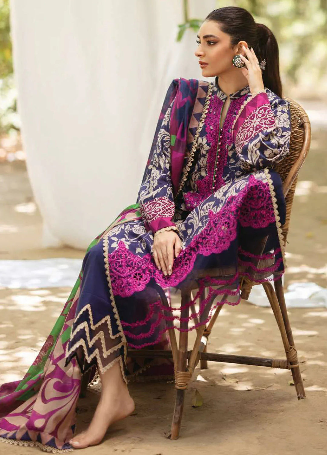 Tahra by Zainab Chottani Embroidered Lawn Suit Unstitched 3 Piece ZC24T 7B Tamara - Summer Collection