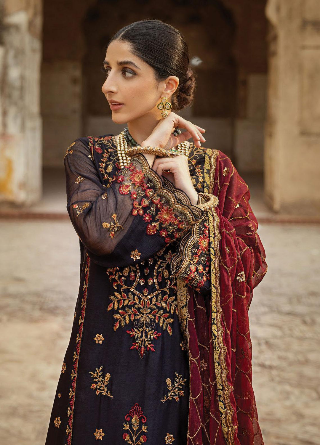 Tahra By Zainab Chottani Embroidered  Suits Unstitched 3 Piece TZC23LF D-03 Firdaus - Luxury Festive Collection