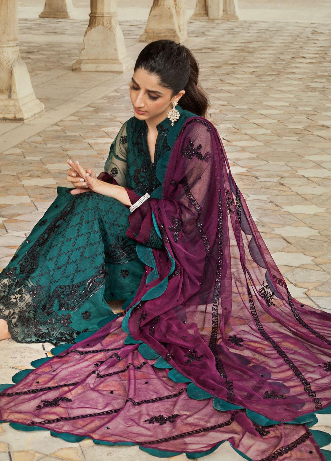 Tahra By Zainab Chottani Embroidered  Suits Unstitched 3 Piece TZC23LF D-06 Saanjh - Luxury Festive Collection