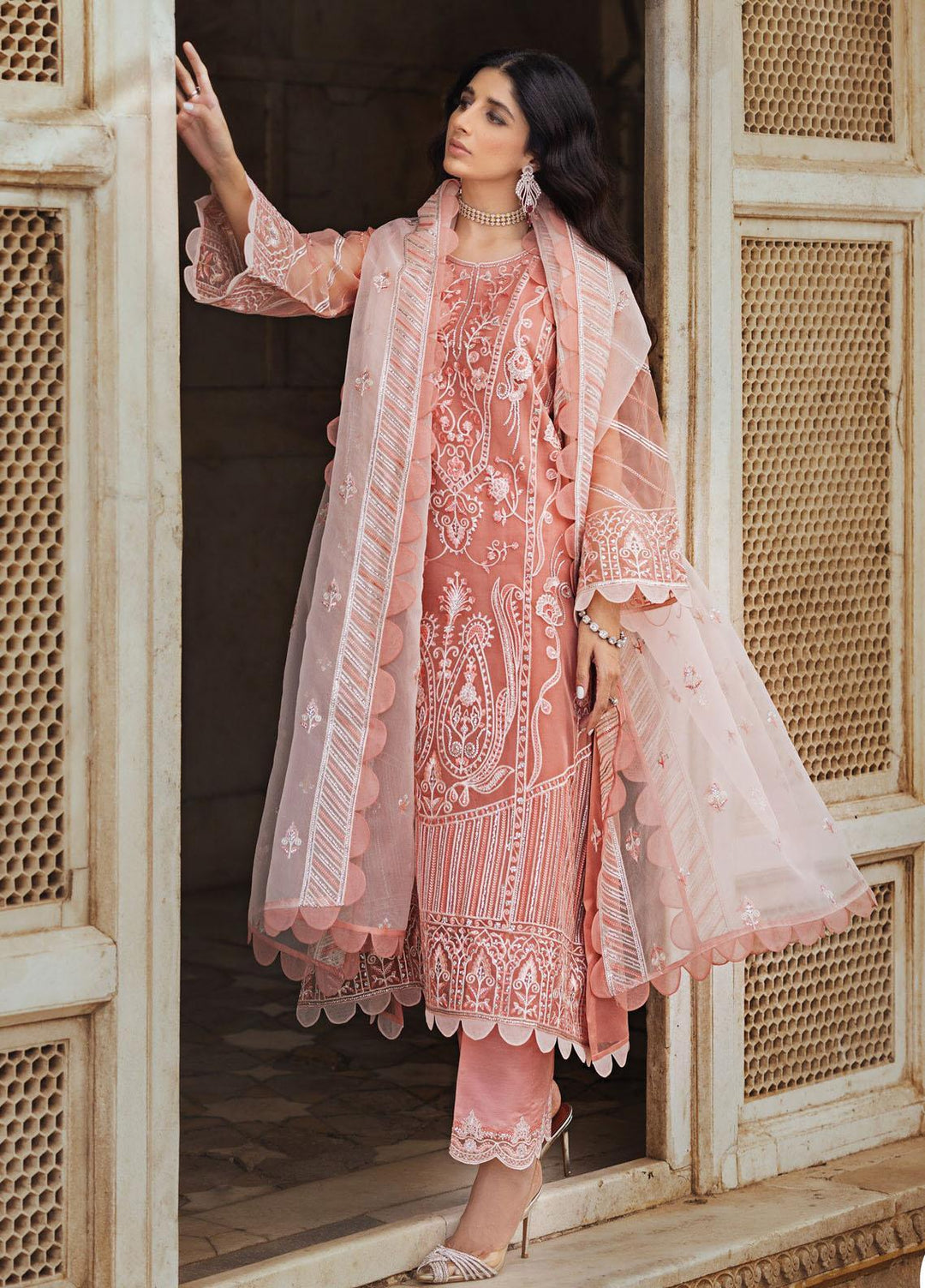 Tahra By Zainab Chottani Embroidered  Suits Unstitched 3 Piece TZC23LF D-07 Roushaney - Luxury Festive Collection