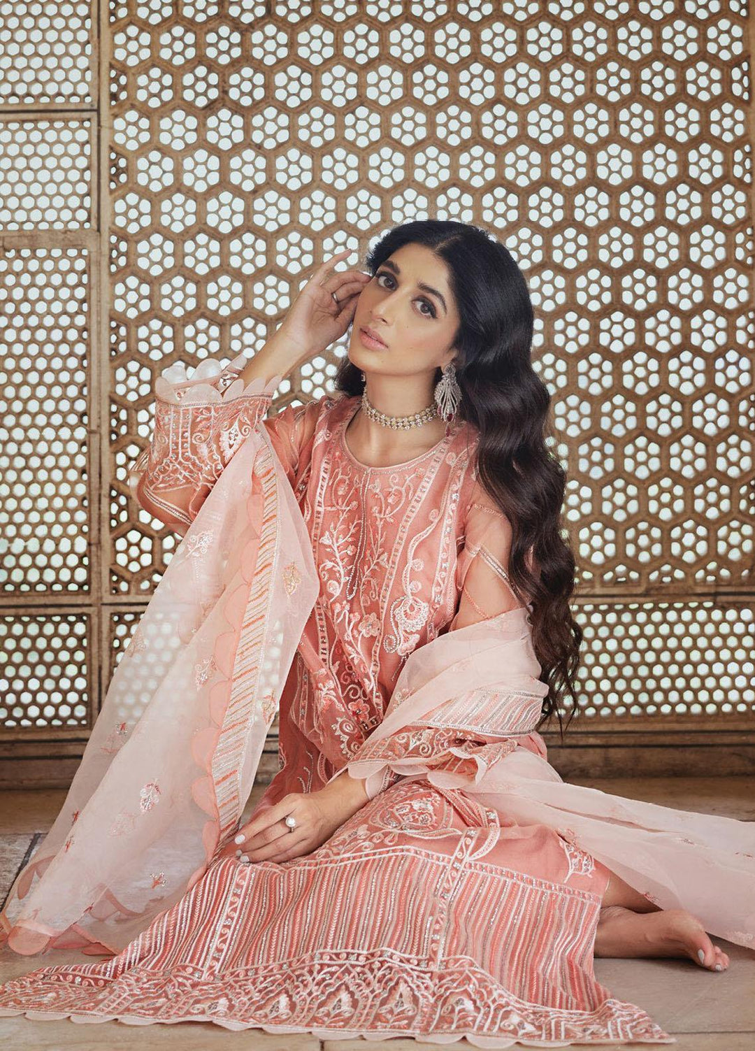Tahra By Zainab Chottani Embroidered  Suits Unstitched 3 Piece TZC23LF D-07 Roushaney - Luxury Festive Collection