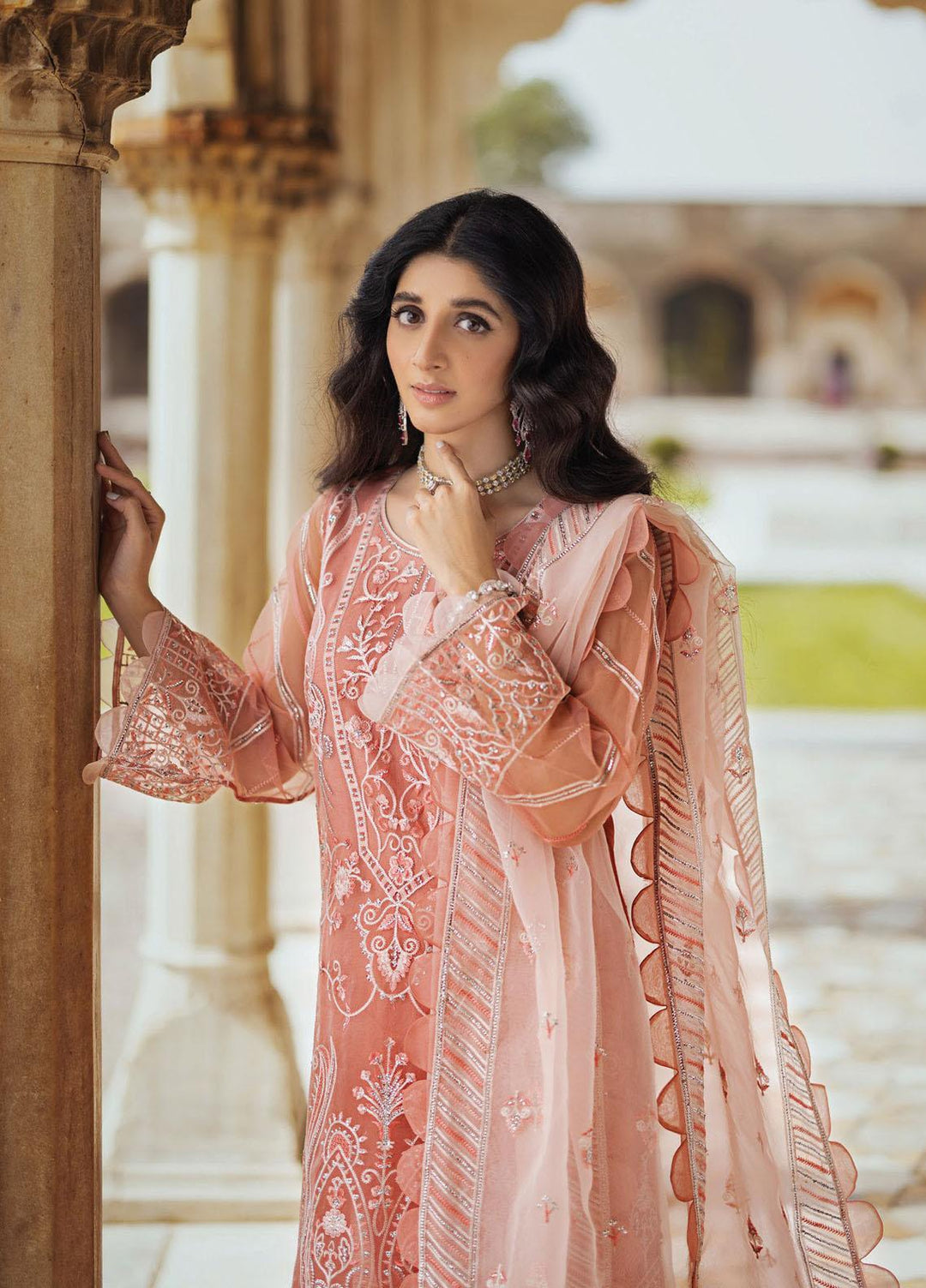 Tahra By Zainab Chottani Embroidered  Suits Unstitched 3 Piece TZC23LF D-07 Roushaney - Luxury Festive Collection