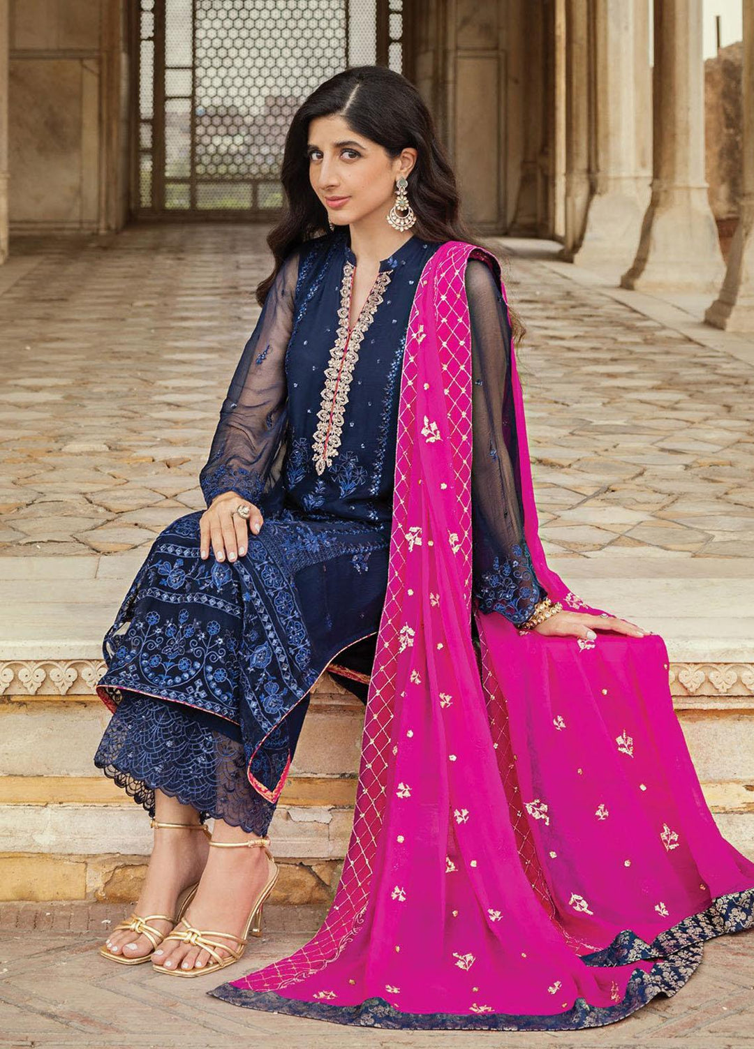 Tahra By Zainab Chottani Embroidered  Suits Unstitched 3 Piece TZC23LF D-09 Sultana - Luxury Festive Collection