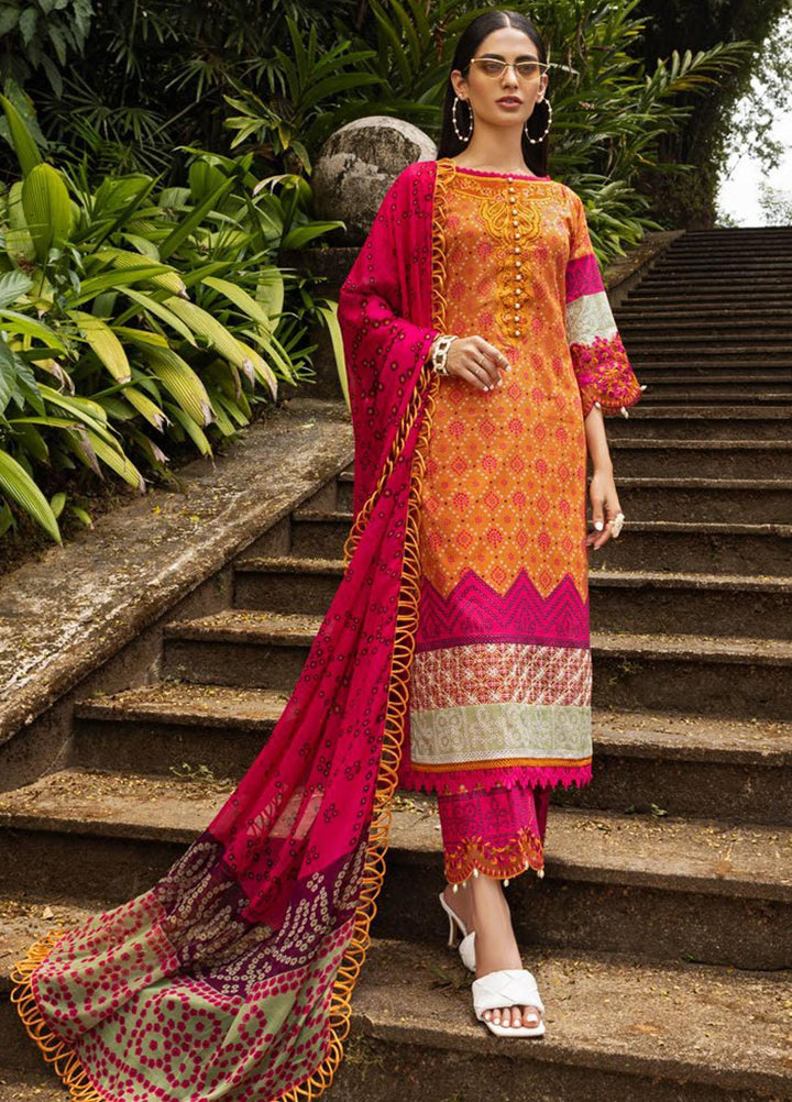 Tahra By Zainab Chottani Embroidered Lawn Suits Unstitched 3 Piece TZC22SS CHUNRI FUSION 9B - Spring / Summer Collection