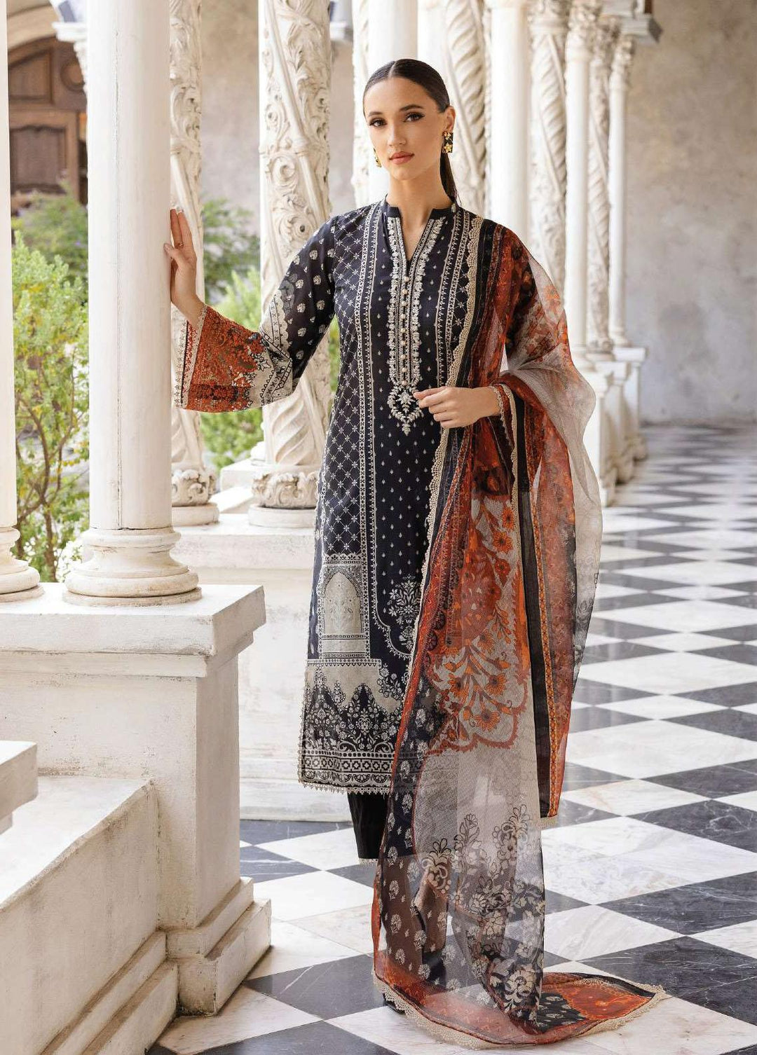 Tahra By Zainab Chottani Embroidered Lawn Suits Unstitched 3 Piece TZC23L Celestial Bliss 9A - Summer Collection