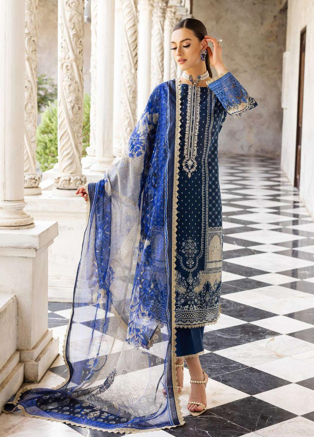 Tahra By Zainab Chottani Embroidered Lawn Suits Unstitched 3 Piece TZC23L Celestial Bliss 9B - Summer Collection