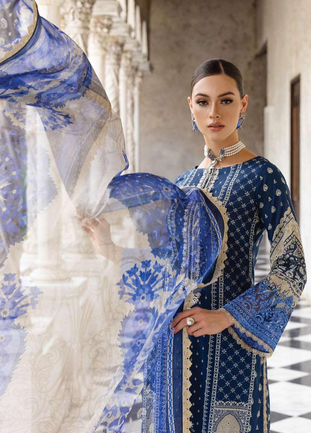 Tahra By Zainab Chottani Embroidered Lawn Suits Unstitched 3 Piece TZC23L Celestial Bliss 9B - Summer Collection