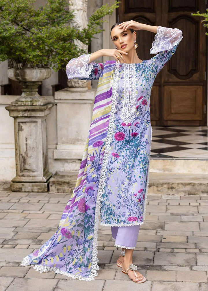 Tahra By Zainab Chottani Embroidered Lawn Suits Unstitched 3 Piece TZC23L Frosty Orchid 10B - Summer Collection