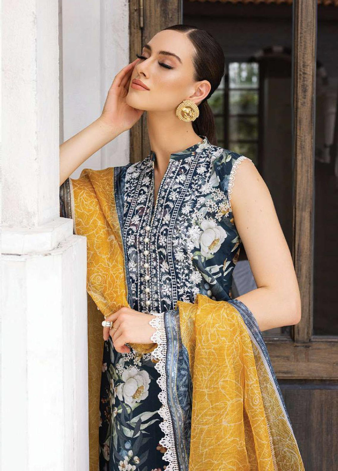 Tahra By Zainab Chottani Embroidered Lawn Suits Unstitched 3 Piece TZC23L Jade Charm 1A - Summer Collection