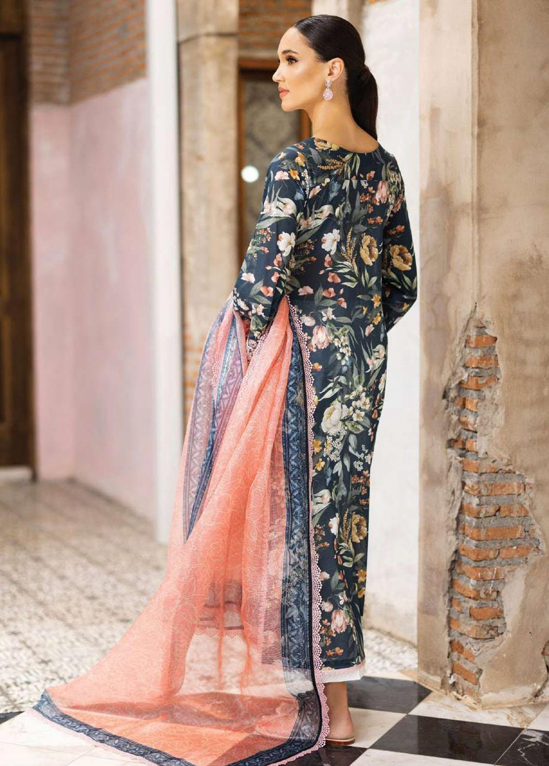 Tahra By Zainab Chottani Embroidered Lawn Suits Unstitched 3 Piece TZC23L Jade Charm 1B - Summer Collection