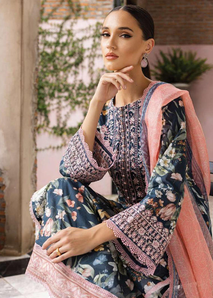Tahra By Zainab Chottani Embroidered Lawn Suits Unstitched 3 Piece TZC23L Jade Charm 1B - Summer Collection