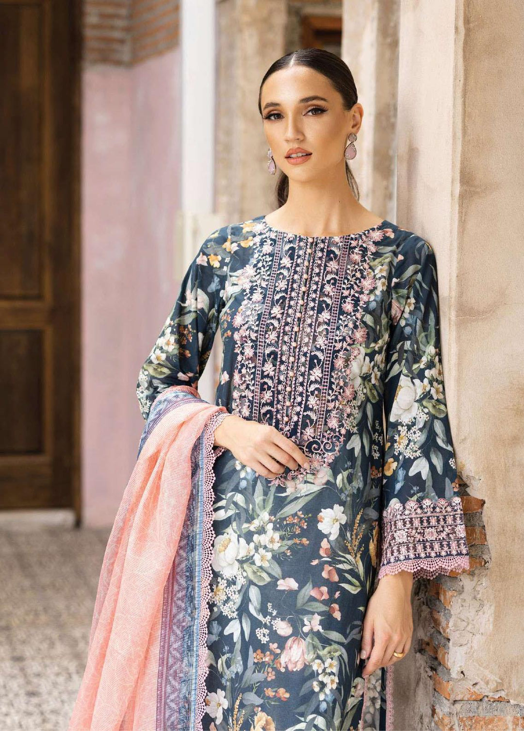 Tahra By Zainab Chottani Embroidered Lawn Suits Unstitched 3 Piece TZC23L Jade Charm 1B - Summer Collection