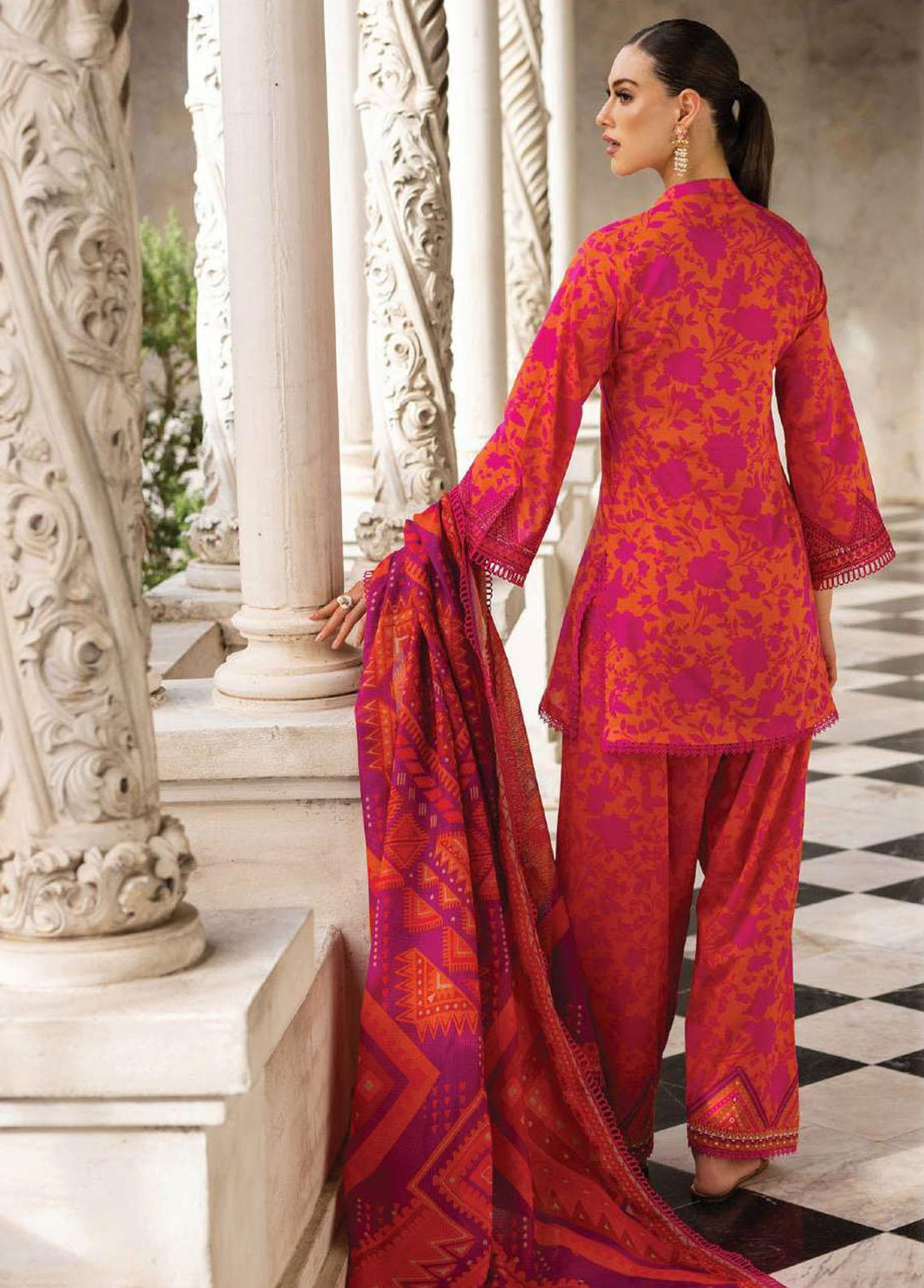 Tahra By Zainab Chottani Embroidered Lawn Suits Unstitched 3 Piece TZC23L Poppy Zest 4A - Summer Collection