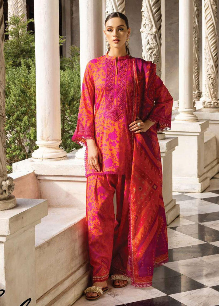 Tahra By Zainab Chottani Embroidered Lawn Suits Unstitched 3 Piece TZC23L Poppy Zest 4A - Summer Collection