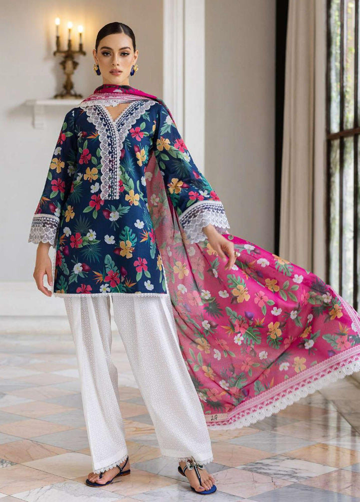 Tahra By Zainab Chottani Embroidered Lawn Suits Unstitched 3 Piece TZC23L Wild Blossom 2A - Summer Collection