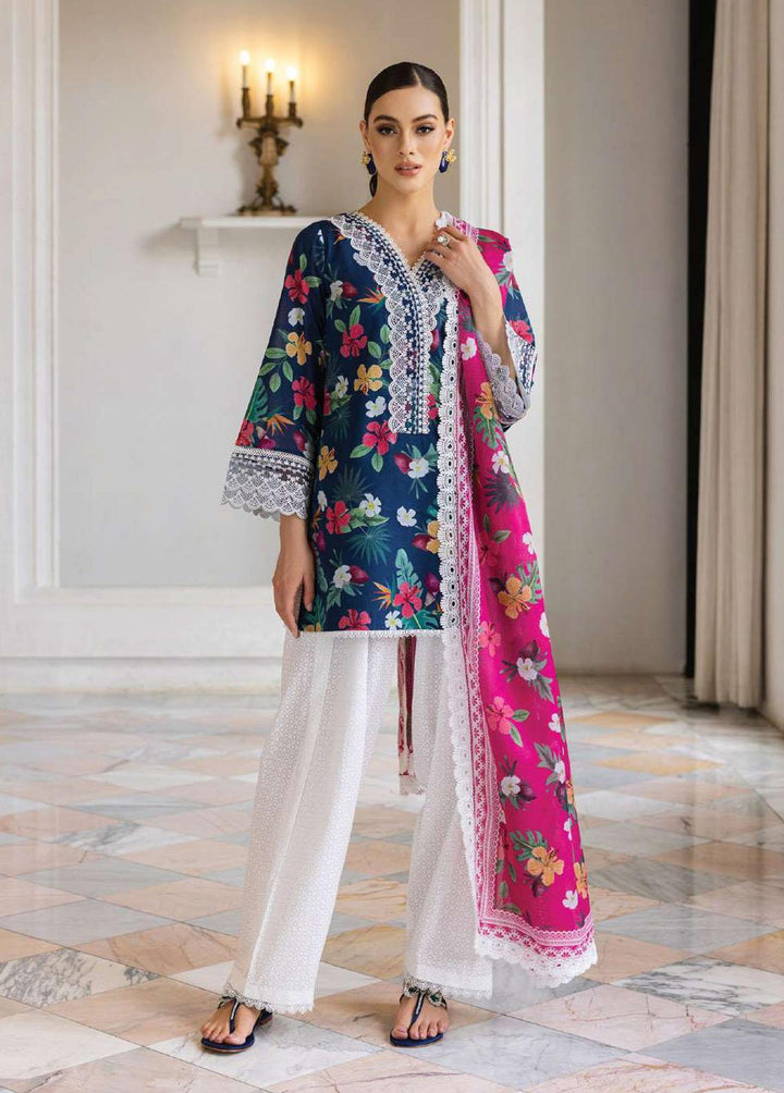 Tahra By Zainab Chottani Embroidered Lawn Suits Unstitched 3 Piece TZC23L Wild Blossom 2A - Summer Collection
