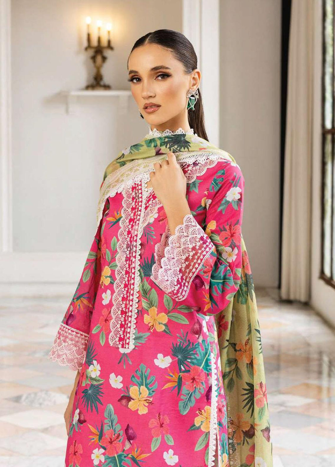 Tahra By Zainab Chottani Embroidered Lawn Suits Unstitched 3 Piece TZC23L Wild Blossom 2B - Summer Collection
