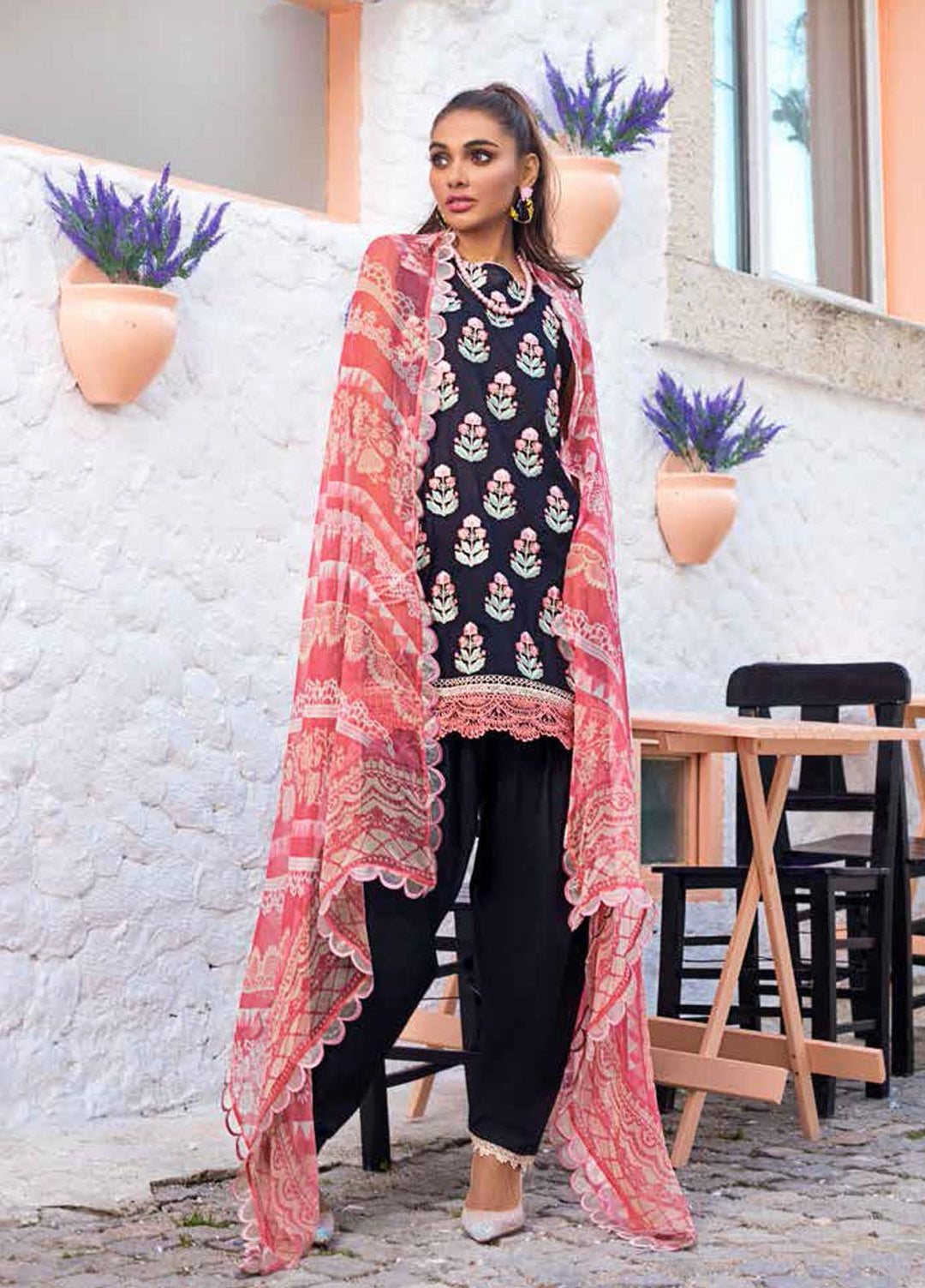 Tahra by Zainab Chottani Embroidered Lawn Suits Unstitched 3 Piece TZC21L 2B MYSTIC ROSE - Summer Collection