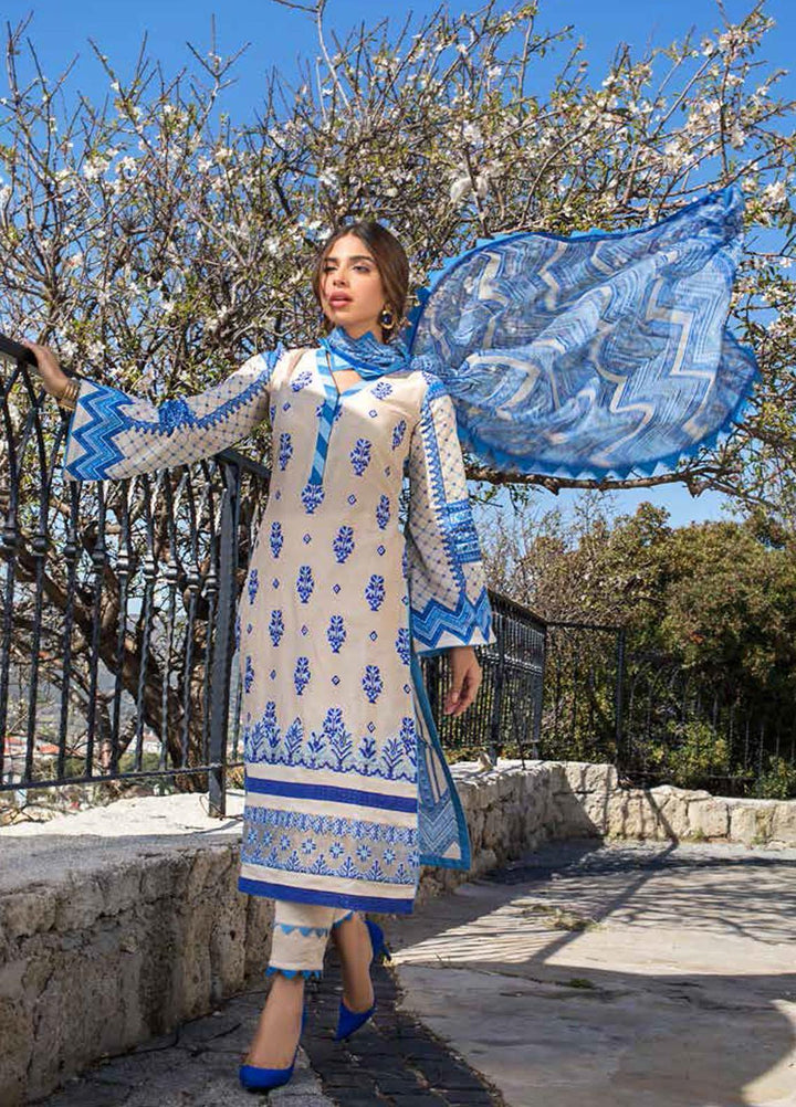 Tahra by Zainab Chottani Embroidered Lawn Suits Unstitched 3 Piece TZC21L 4A BLOOMING BLUES - Summer Collection