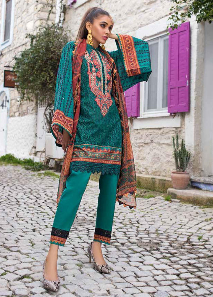 Tahra by Zainab Chottani Embroidered Lawn Suits Unstitched 3 Piece TZC21L 5A EMERALD ELEGANCE - Summer Collection