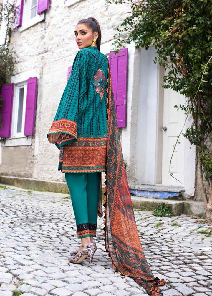 Tahra by Zainab Chottani Embroidered Lawn Suits Unstitched 3 Piece TZC21L 5A EMERALD ELEGANCE - Summer Collection