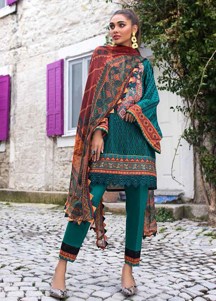 Tahra by Zainab Chottani Embroidered Lawn Suits Unstitched 3 Piece TZC21L 5A EMERALD ELEGANCE - Summer Collection