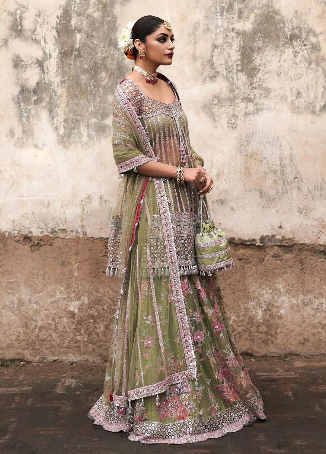 Tammam By Hussain Rehar Embroidered Net Suits Unstitched 3 Piece HRR23T Safar - Luxury Collection