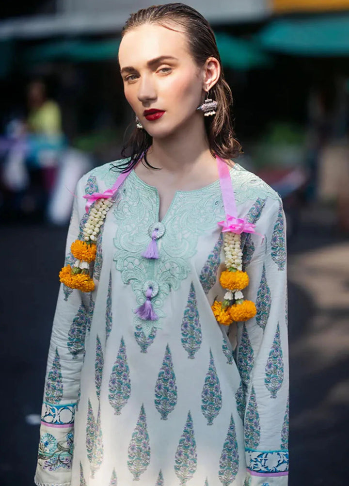 Taneez By Roheenaz Embroidered Lawn Suit Unstitched 3 Piece ENZ24T RNB-01B Darya - Summer Collection