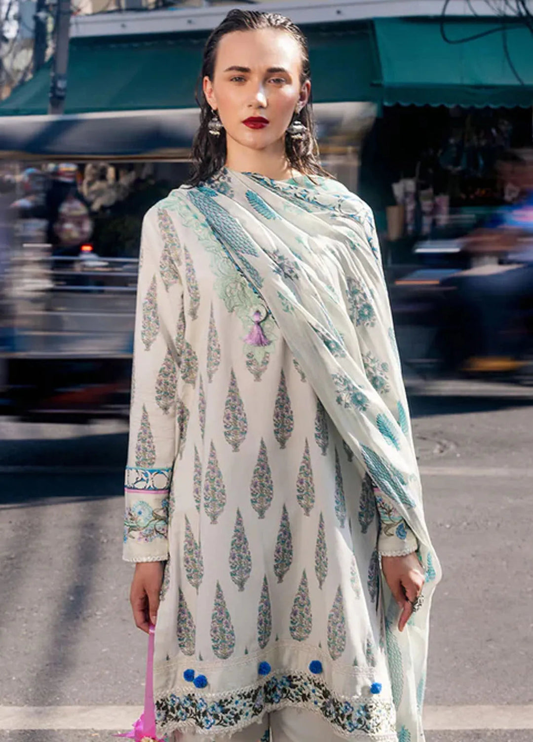 Taneez By Roheenaz Embroidered Lawn Suit Unstitched 3 Piece ENZ24T RNB-01B Darya - Summer Collection