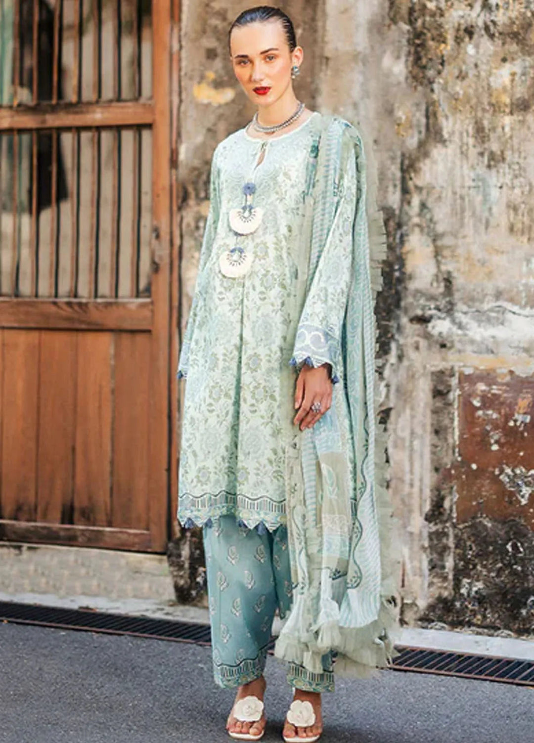Taneez By Roheenaz Embroidered Lawn Suit Unstitched 3 Piece ENZ24T RNB-02A Jasmin - Summer Collection