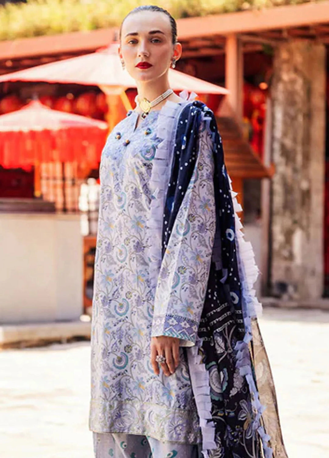 Taneez By Roheenaz Embroidered Lawn Suit Unstitched 3 Piece ENZ24T RNB-03A Afsaneh - Summer Collection