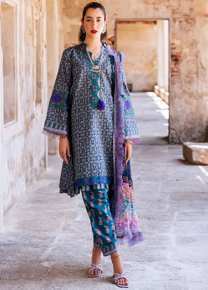 Taneez By Roheenaz Embroidered Lawn Suit Unstitched 3 Piece ENZ24T RNB-06B Elika - Summer Collection