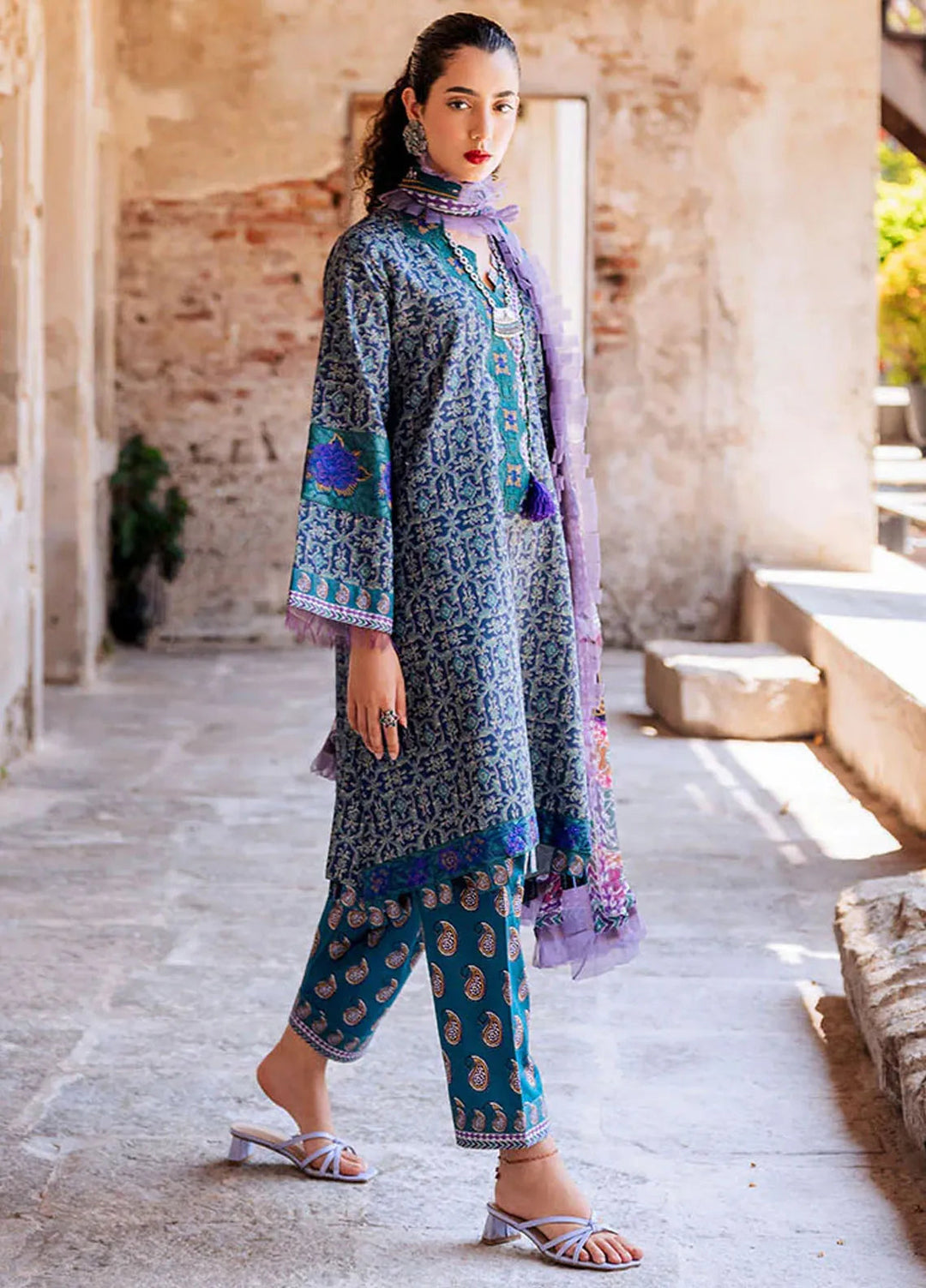Taneez By Roheenaz Embroidered Lawn Suit Unstitched 3 Piece ENZ24T RNB-06B Elika - Summer Collection