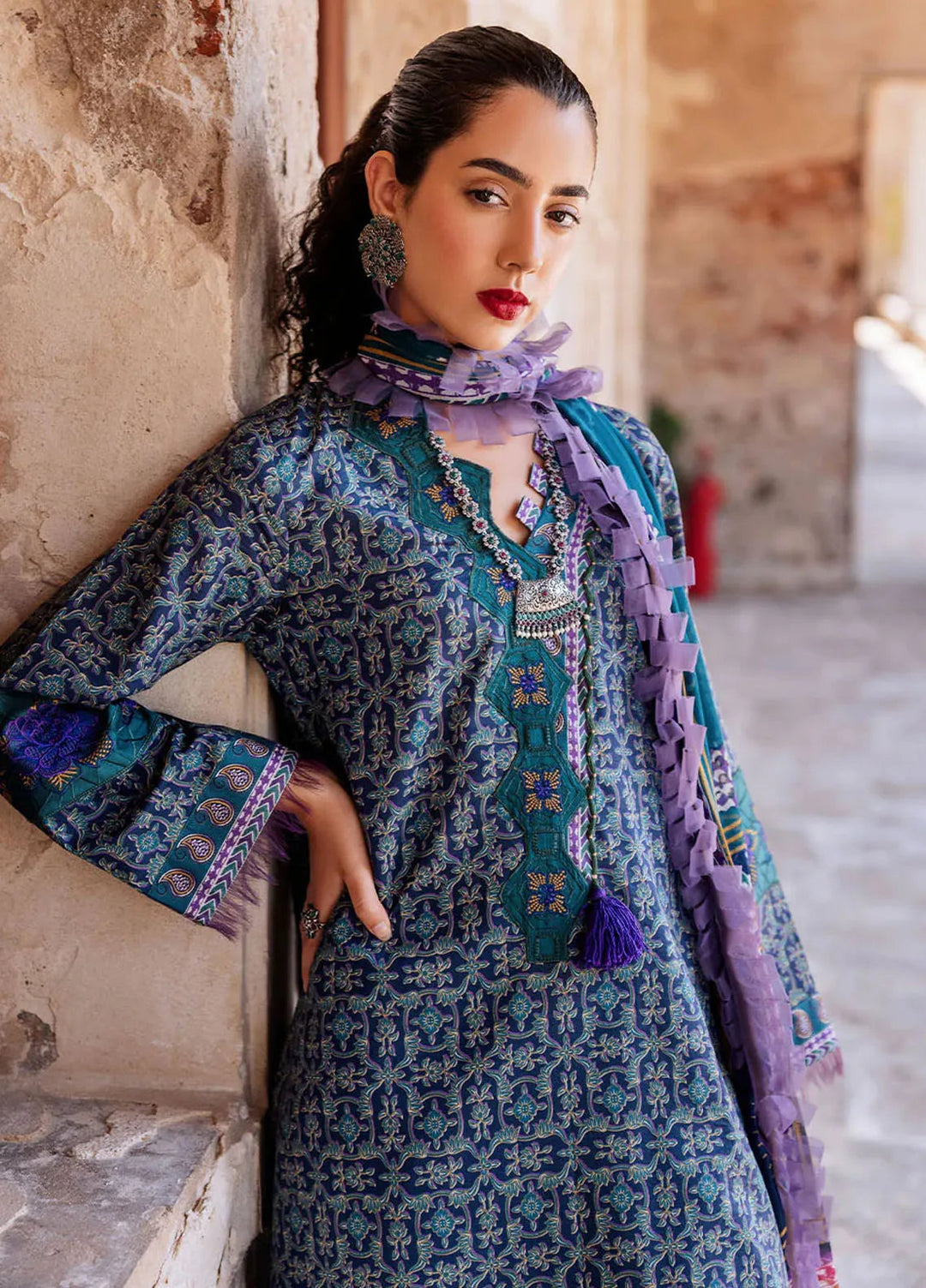 Taneez By Roheenaz Embroidered Lawn Suit Unstitched 3 Piece ENZ24T RNB-06B Elika - Summer Collection
