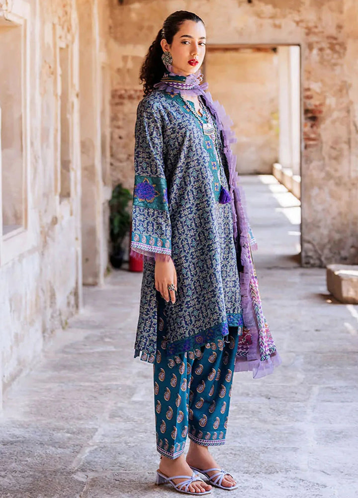 Taneez By Roheenaz Embroidered Lawn Suit Unstitched 3 Piece ENZ24T RNB-06B Elika - Summer Collection