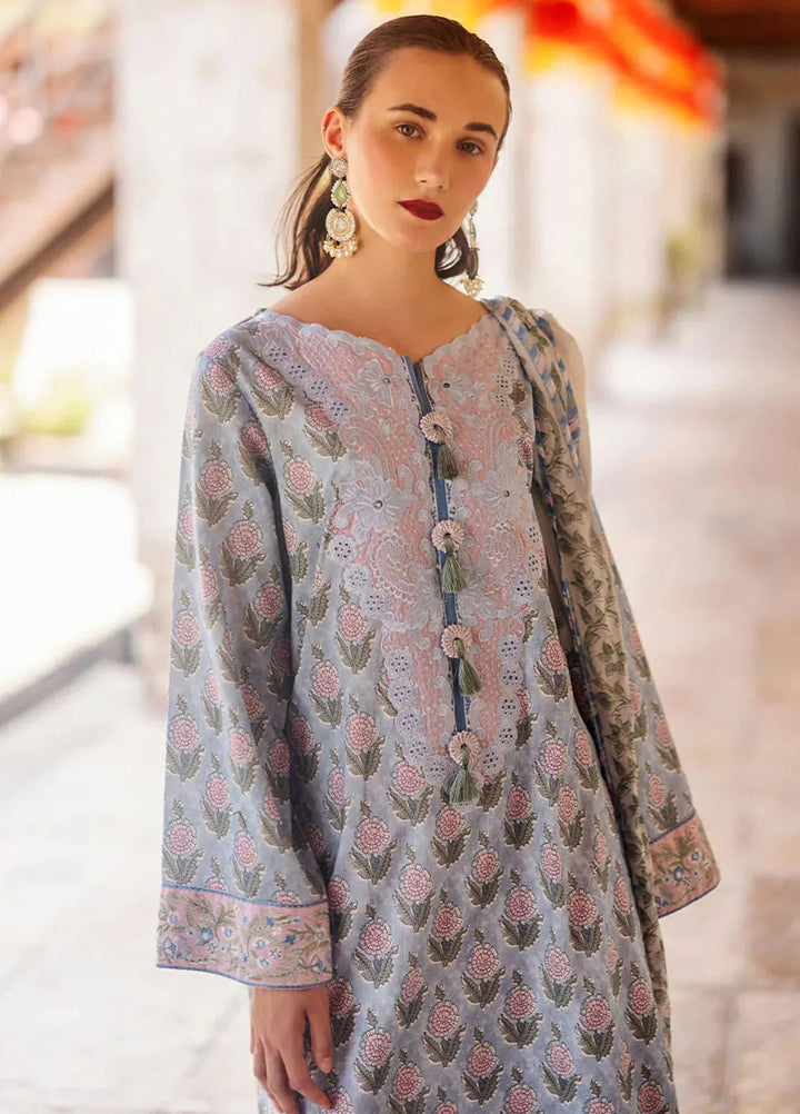 Taneez By Roheenaz Embroidered Lawn Suit Unstitched 3 Piece ENZ24T RNB-10B Mahnaz - Summer Collection