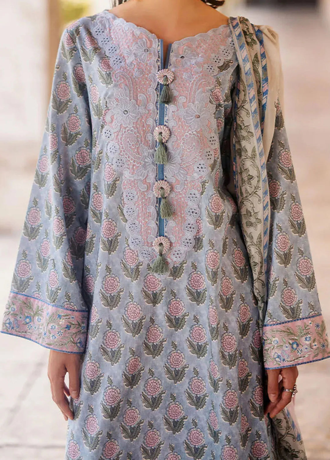 Taneez By Roheenaz Embroidered Lawn Suit Unstitched 3 Piece ENZ24T RNB-10B Mahnaz - Summer Collection
