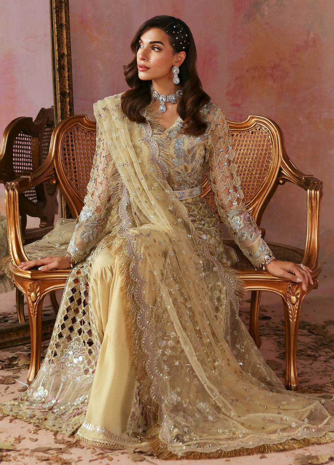 Tara By Sardinia Embroidered Organza Suits Unstitched 3 Piece SRD24T D-01 Glimmer - Festive Collection