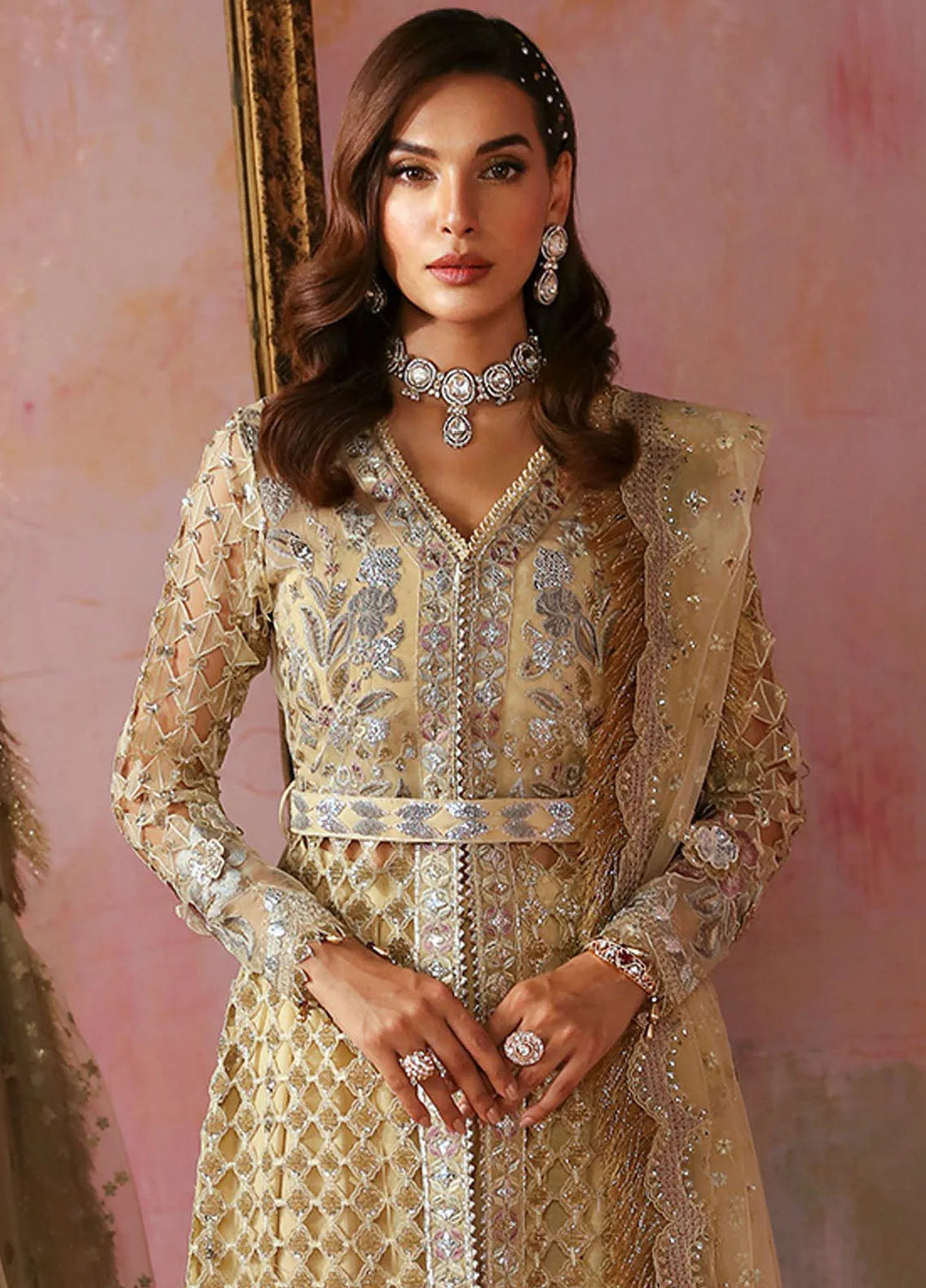 Tara By Sardinia Embroidered Organza Suits Unstitched 3 Piece SRD24T D-01 Glimmer - Festive Collection