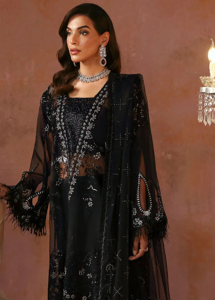 Tara By Sardinia Embroidered Organza Suits Unstitched 3 Piece SRD24T D-02 Ebony - Festive Collection