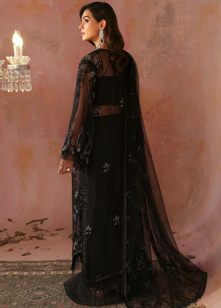 Tara By Sardinia Embroidered Organza Suits Unstitched 3 Piece SRD24T D-02 Ebony - Festive Collection