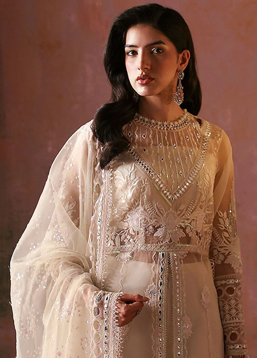 Tara By Sardinia Embroidered Organza Suits Unstitched 3 Piece SRD24T D-03 Dove - Festive Collection
