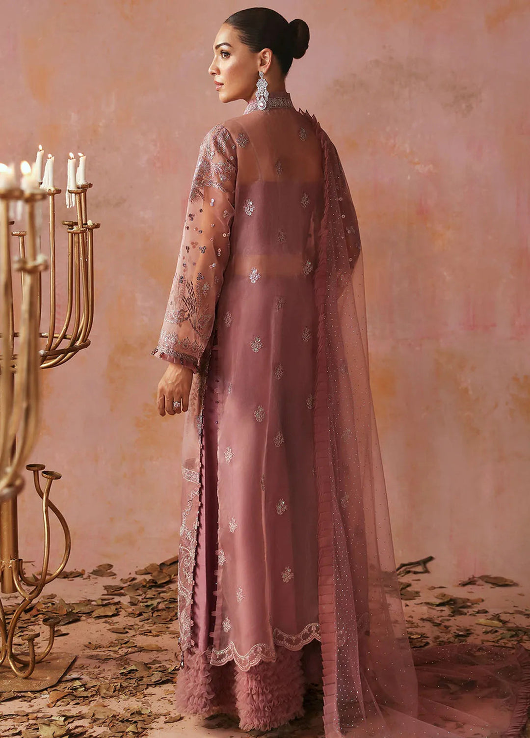 Tara By Sardinia Embroidered Organza Suits Unstitched 3 Piece SRD24T D-04 Lavender - Festive Collection