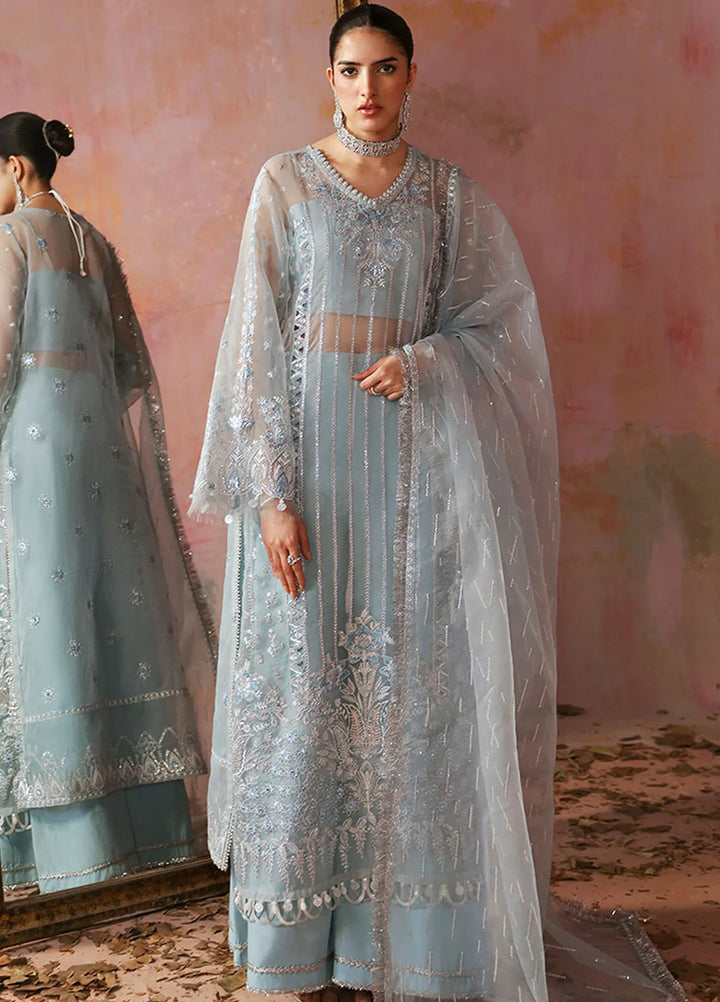 Tara By Sardinia Embroidered Organza Suits Unstitched 3 Piece SRD24T D-05 Azure - Festive Collection