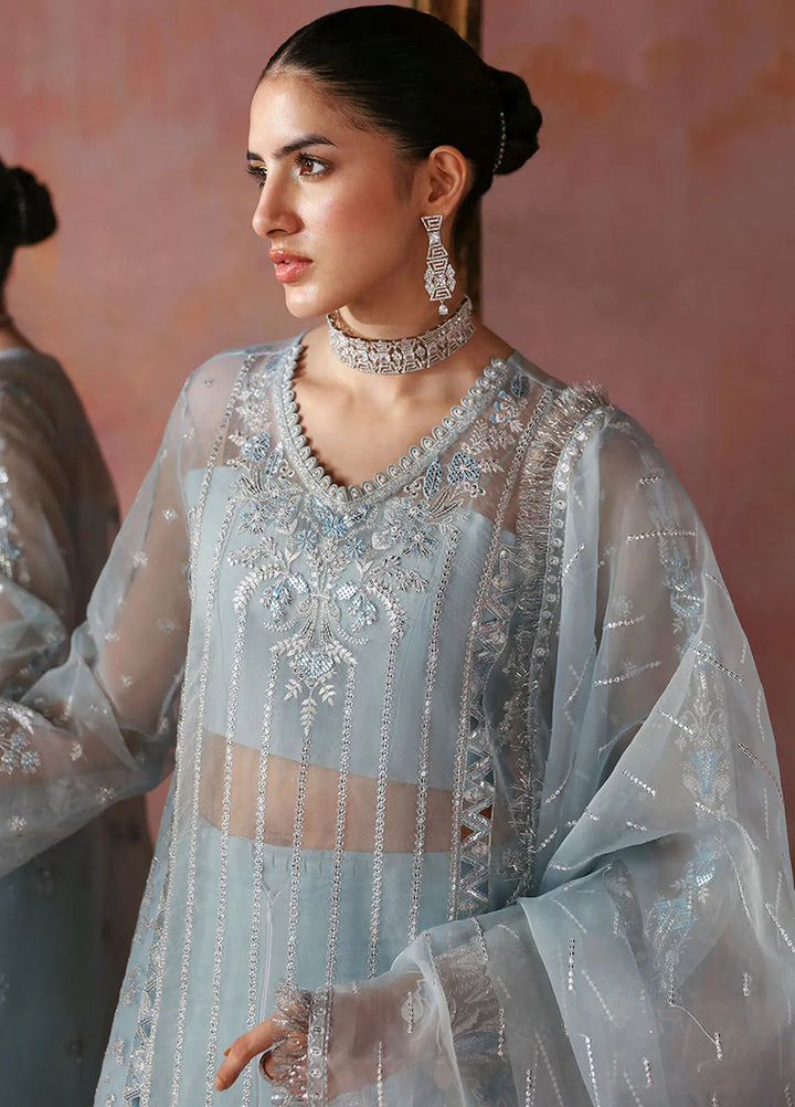 Tara By Sardinia Embroidered Organza Suits Unstitched 3 Piece SRD24T D-05 Azure - Festive Collection