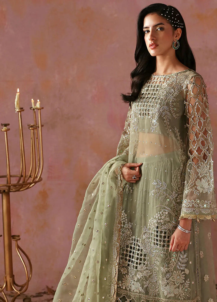 Tara By Sardinia Embroidered Organza Suits Unstitched 3 Piece SRD24T D-06 Sage - Festive Collection