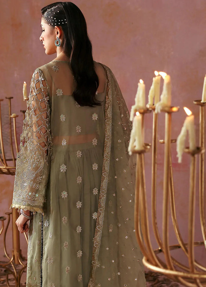 Tara By Sardinia Embroidered Organza Suits Unstitched 3 Piece SRD24T D-06 Sage - Festive Collection