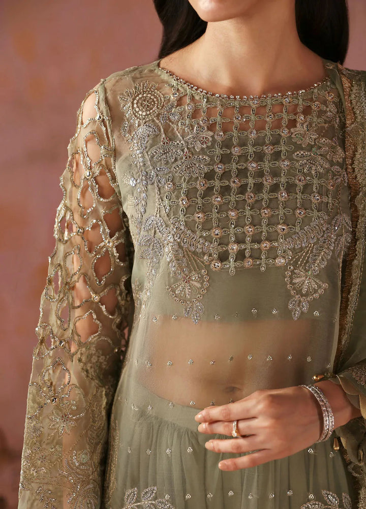 Tara By Sardinia Embroidered Organza Suits Unstitched 3 Piece SRD24T D-06 Sage - Festive Collection