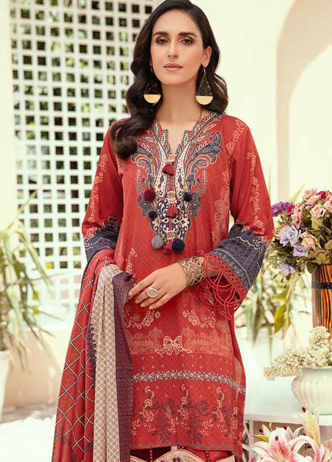 Tarz-e-Libas By Banafsheh Embroidered Lawn Suits Unstitched 3 Piece BF22TL BNT-02 - Summer Collection