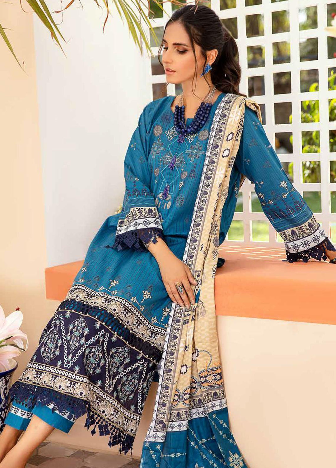 Tarz-e-Libas By Banafsheh Embroidered Lawn Suits Unstitched 3 Piece BF22TL BNT-03 - Summer Collection